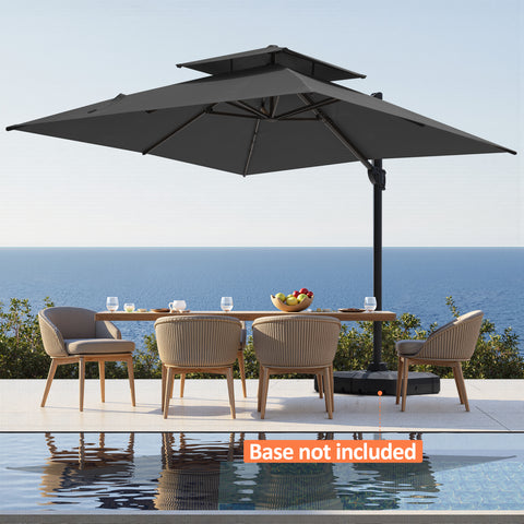 Pellebant 10x10 ft. Aluminum Double Top Cantilever Patio Umbrella