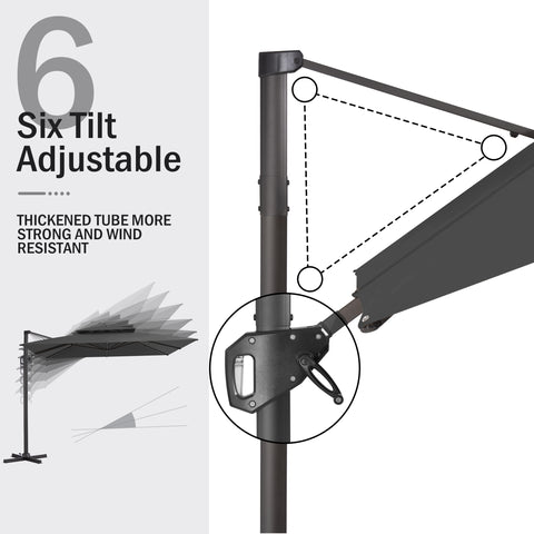 Pellebant 10x10 ft. Aluminum Double Top Cantilever Patio Umbrella