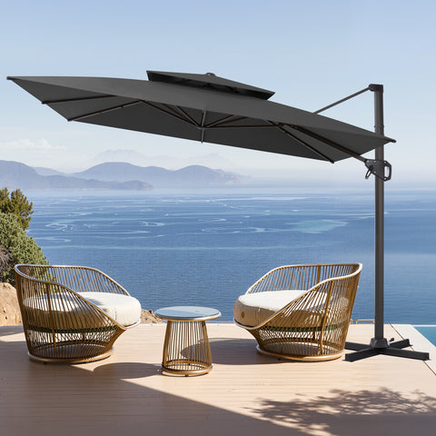 Pellebant 10x10 ft. Aluminum Double Top Cantilever Patio Umbrella