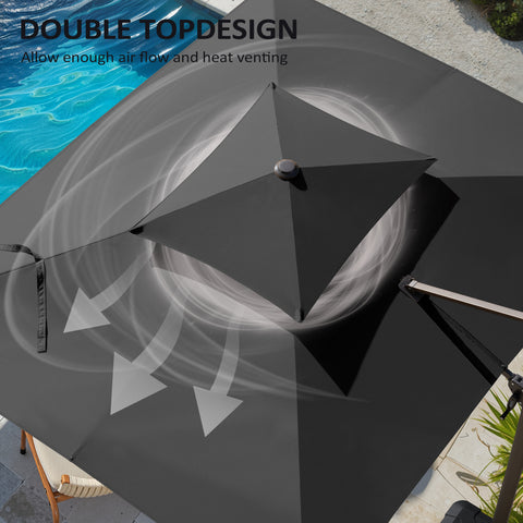 Pellebant 11x9 ft Aluminum Double Top Crank Cantilever Patio Umbrella