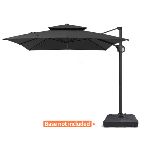 Pellebant 11x9 ft Aluminum Double Top Crank Cantilever Patio Umbrella