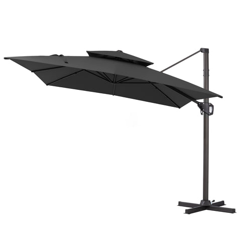 Pellebant 11x9 ft Aluminum Double Top Crank Cantilever Patio Umbrella