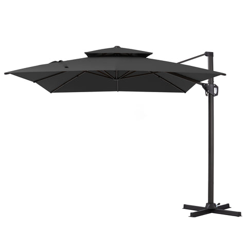 Pellebant 11x9 ft Aluminum Double Top Crank Cantilever Patio Umbrella