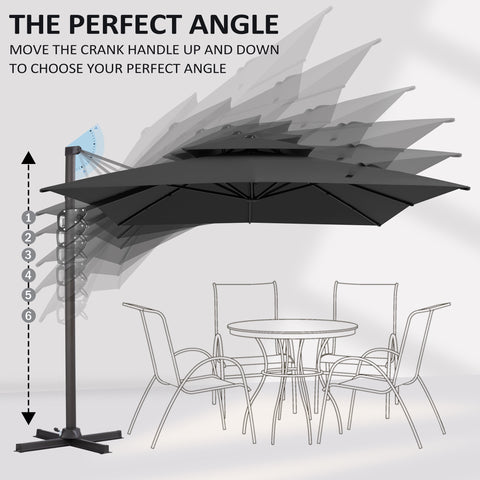 Pellebant 11x9 ft Aluminum Double Top Crank Cantilever Patio Umbrella