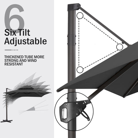 Pellebant 11x9 ft Aluminum Double Top Crank Cantilever Patio Umbrella