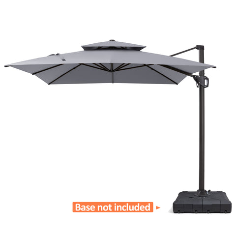 Pellebant 11x9 ft Aluminum Double Top Crank Cantilever Patio Umbrella