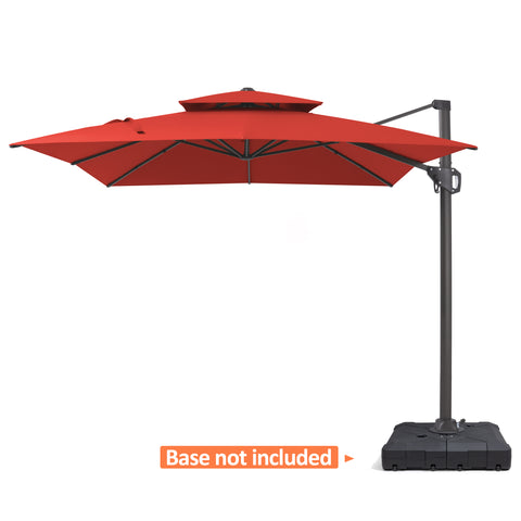 Pellebant 11x9 ft Aluminum Double Top Crank Cantilever Patio Umbrella