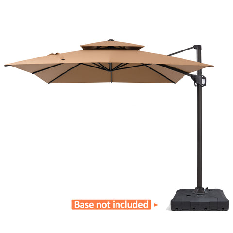 Pellebant 11x9 ft Aluminum Double Top Crank Cantilever Patio Umbrella