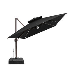 13 x 10 ft. Aluminum Double Top Cantilever Patio Umbrella with LED Lights and Base Options