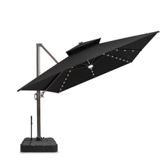 13 x 10 ft. Aluminum Double Top Cantilever Patio Umbrella with LED Lights and Base Options