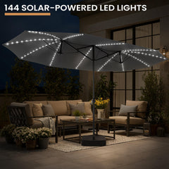 15 x 9 ft. Outdoor Patio Umbrella with LED Lights and Crank System