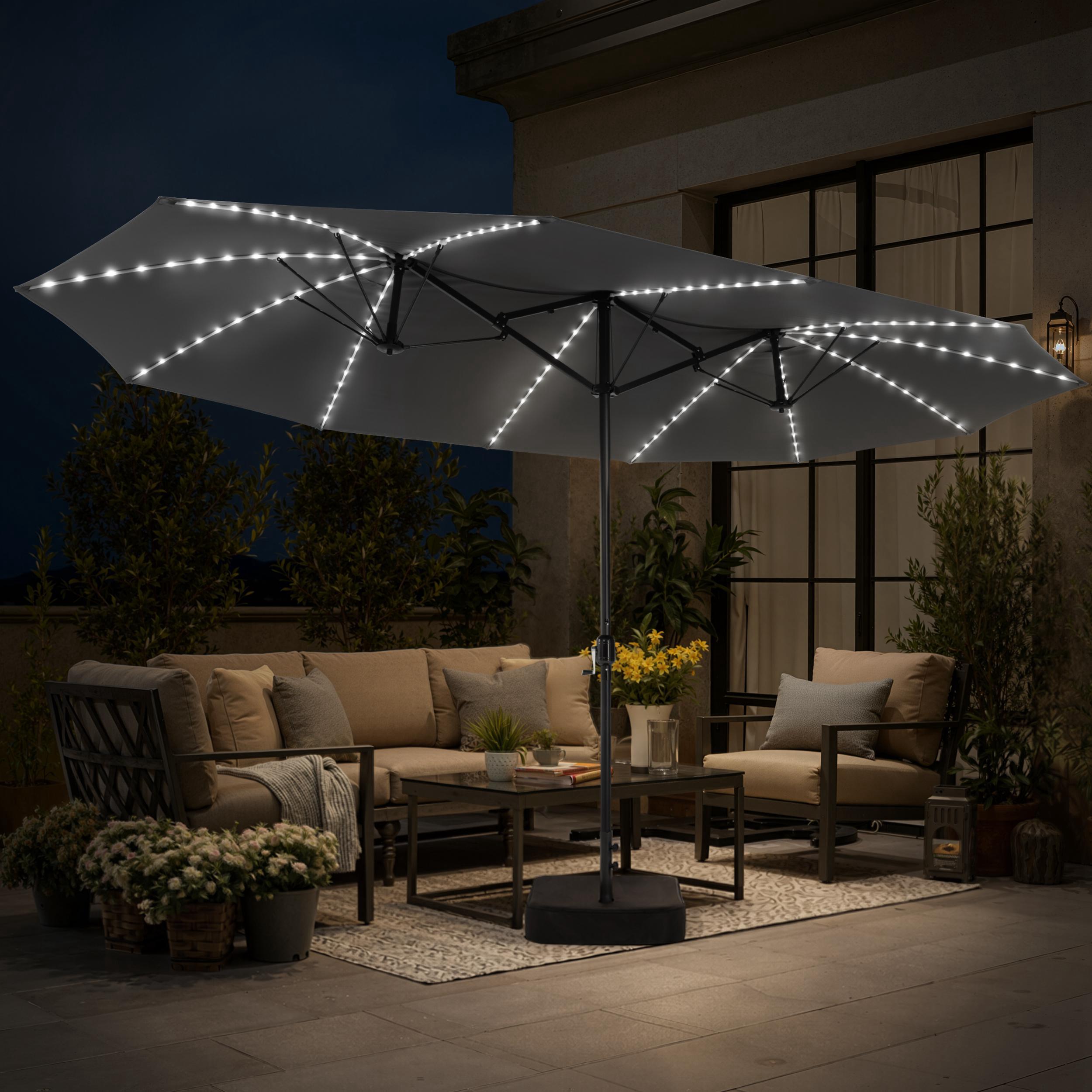 9 ft patio umbrella with led lights PURPLE LEAF 9x12ft Solar Lights, Rectangular Patio Umbrella, Yard Umbrellas, Navy Blue Enhance your outdoor living space with this 11 ft x 9 ft cantilever patio umbrella Stella 9ft Solar Patio Umbrella