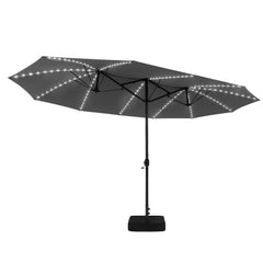 15 x 9 ft. Outdoor Patio Umbrella with LED Lights and Crank System