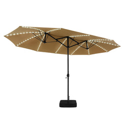 15 x 9 ft. Outdoor Patio Umbrella with LED Lights and Crank System