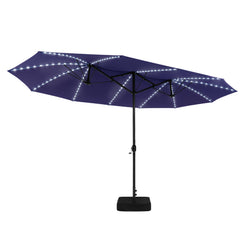 15 x 9 ft. Outdoor Patio Umbrella with LED Lights and Crank System
