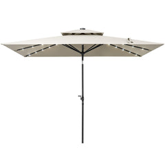 10 x 7 ft. Aluminum Market Umbrella with Solar Lights and Double Top