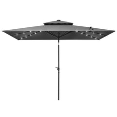 10 x 7 ft. Aluminum Market Umbrella with Solar Lights and Double Top