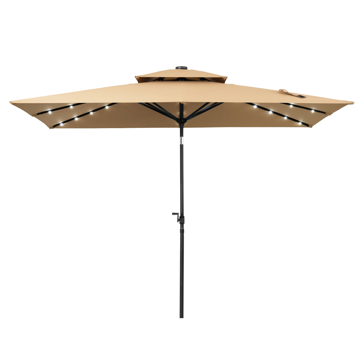 10 x 7 ft. Aluminum Market Umbrella with Solar Lights and Double Top
