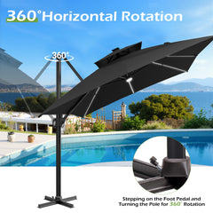 13 x 10 ft. Aluminum Double Top Cantilever Patio Umbrella with LED Strip Lights and Base Options