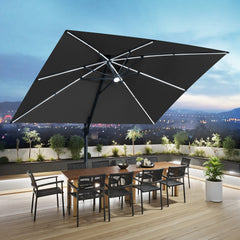 13 x 10 ft. Aluminum Double Top Cantilever Patio Umbrella with LED Strip Lights and Base Options