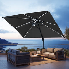 13 x 10 ft. Aluminum Double Top Cantilever Patio Umbrella with LED Strip Lights and Base Options
