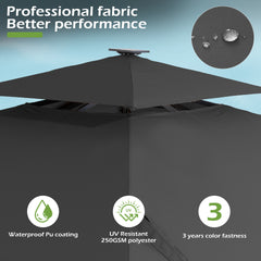 13 x 10 ft. Aluminum Double Top Cantilever Patio Umbrella with LED Strip Lights and Base Options
