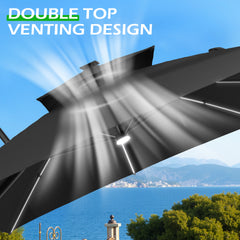13 x 10 ft. Aluminum Double Top Cantilever Patio Umbrella with LED Strip Lights and Base Options