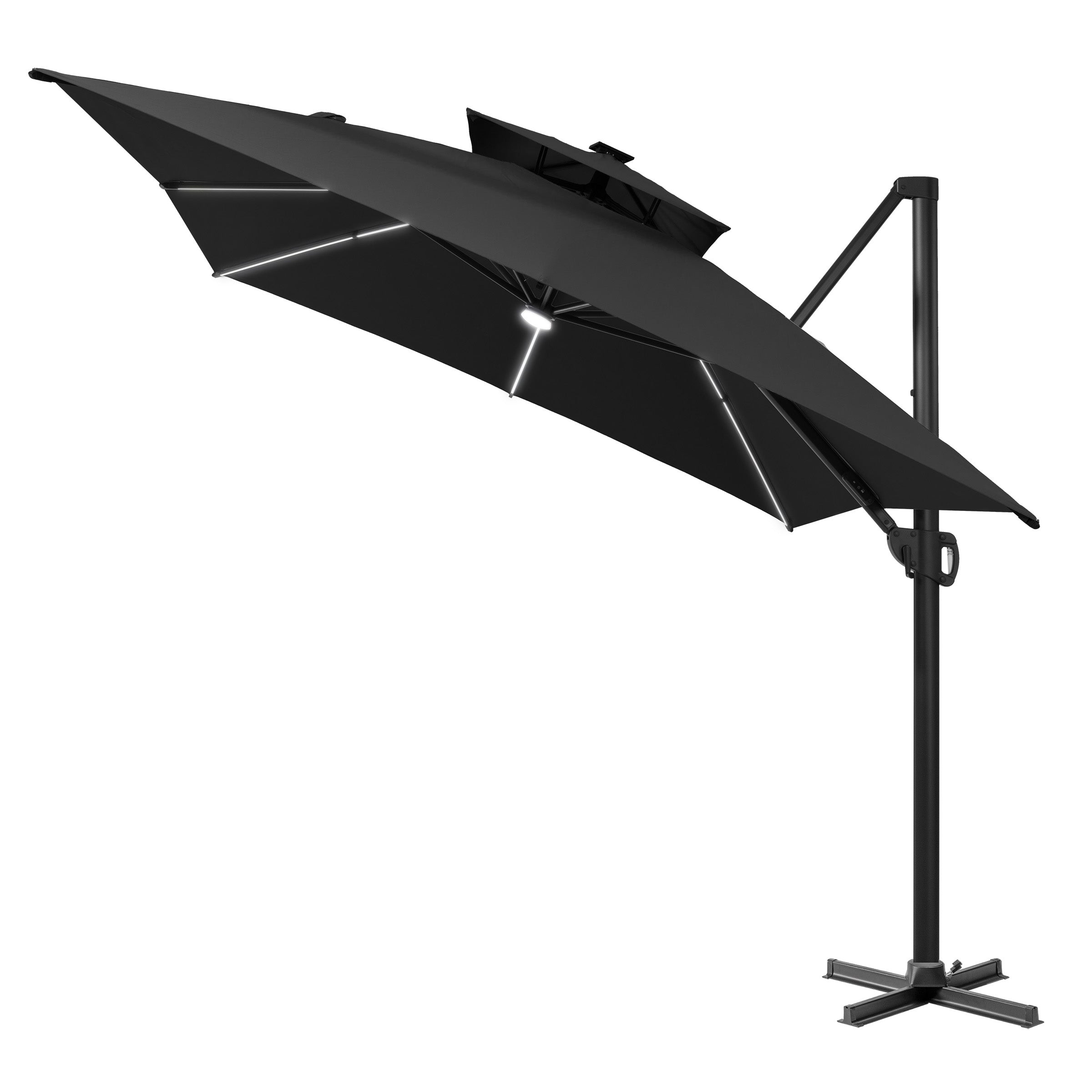 13x10 ft Aluminum Double Top LED Strip Cantilever Umbrella