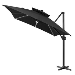 13 x 10 ft. Aluminum Double Top Cantilever Patio Umbrella with LED Strip Lights and Base Options