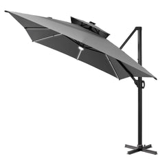 13 x 10 ft. Aluminum Double Top Cantilever Patio Umbrella with LED Strip Lights and Base Options