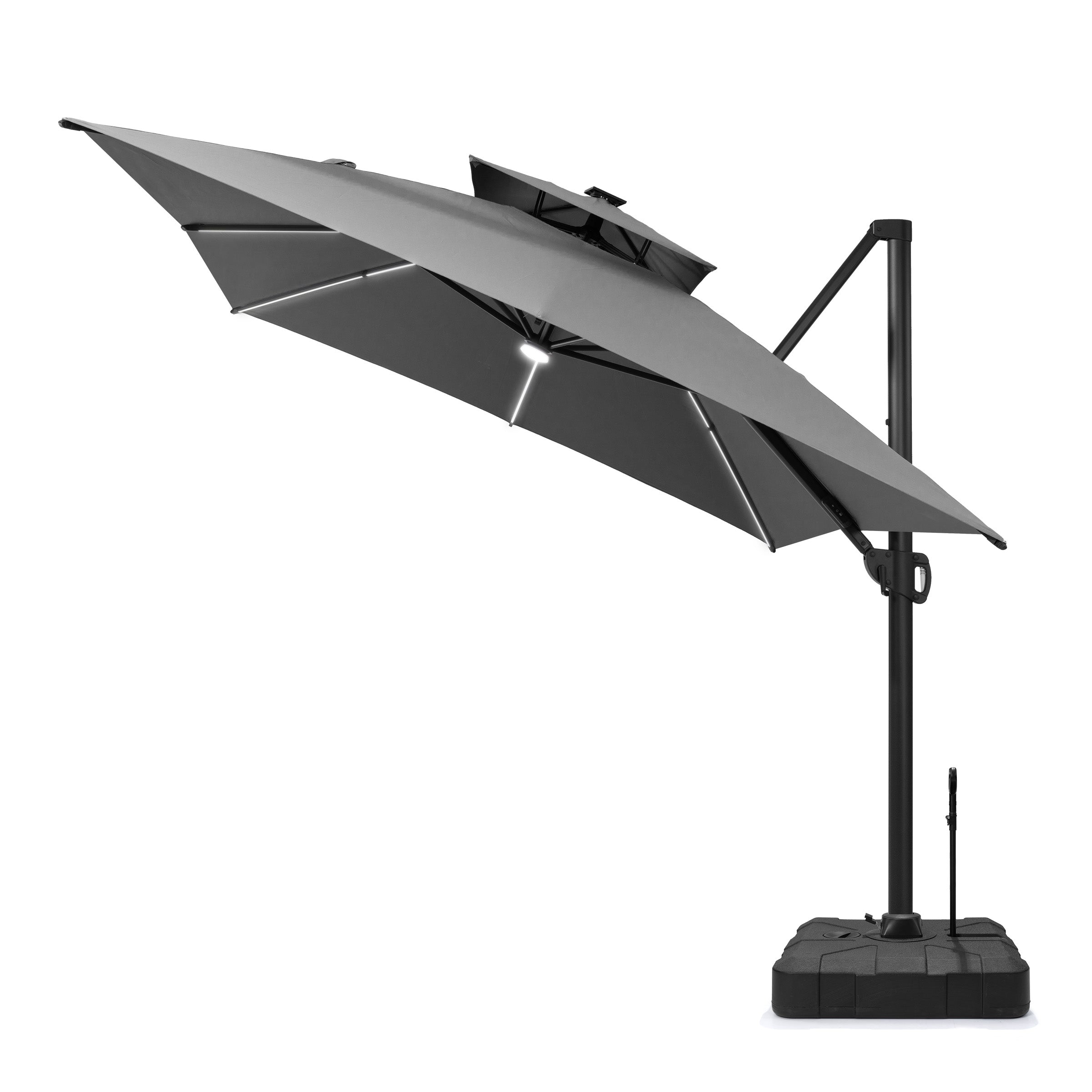 13x10 ft Aluminum Double Top LED Strip Cantilever Umbrella