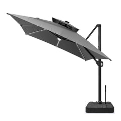13 x 10 ft. Aluminum Double Top Cantilever Patio Umbrella with LED Strip Lights and Base Options