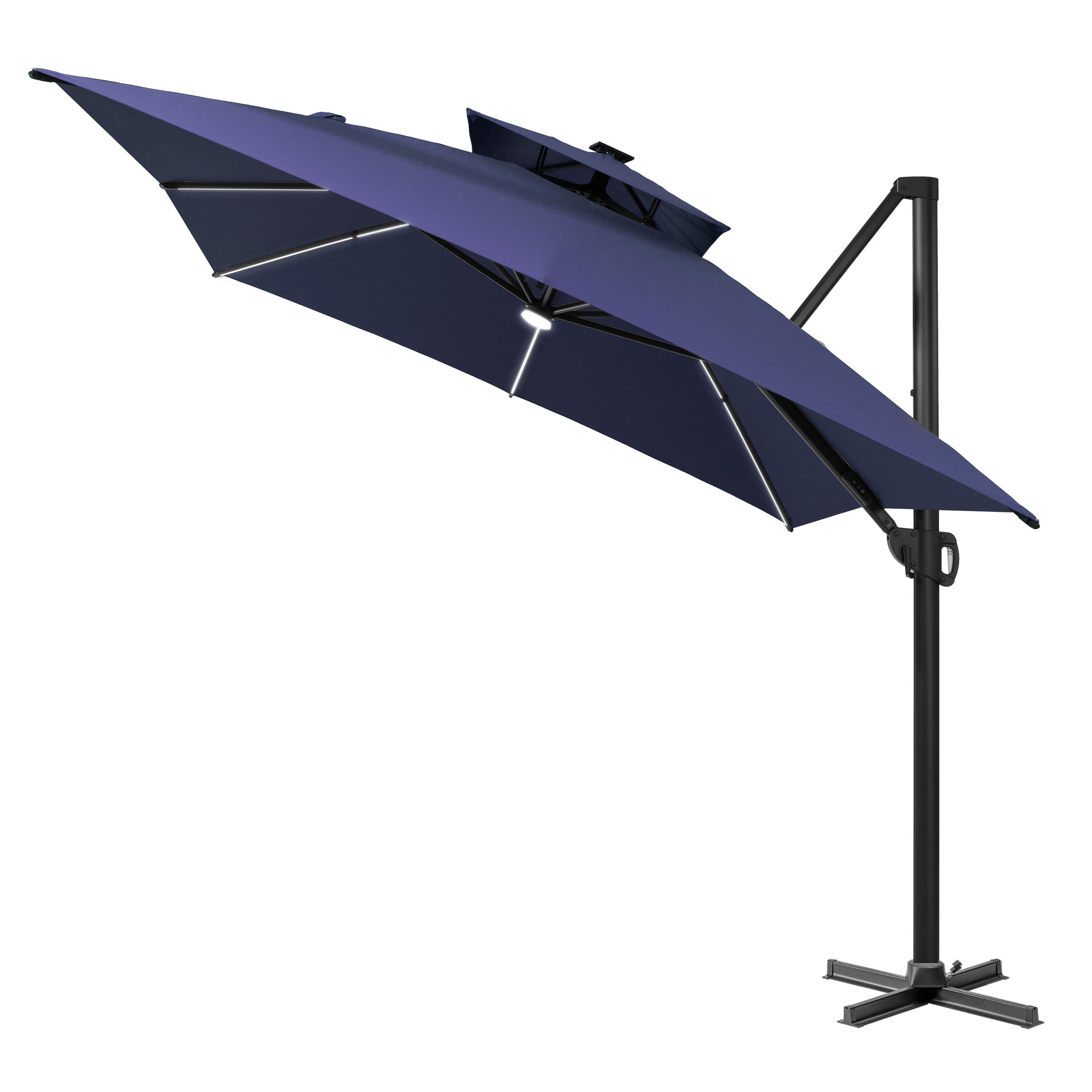 13x10 ft Aluminum Double Top LED Strip Cantilever Umbrella