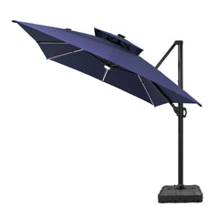 13 x 10 ft. Aluminum Double Top Cantilever Patio Umbrella with LED Strip Lights and Base Options