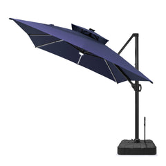 13 x 10 ft. Aluminum Double Top Cantilever Patio Umbrella with LED Strip Lights and Base Options