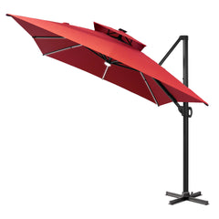 13 x 10 ft. Aluminum Double Top Cantilever Patio Umbrella with LED Strip Lights and Base Options