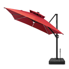 13 x 10 ft. Aluminum Double Top Cantilever Patio Umbrella with LED Strip Lights and Base Options