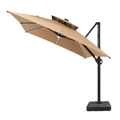 13 x 10 ft. Aluminum Double Top Cantilever Patio Umbrella with LED Strip Lights and Base Options