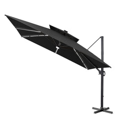 11 x 11 ft. Aluminum Double Top Cantilever Patio Umbrella with LED Strip Lights and Base Options