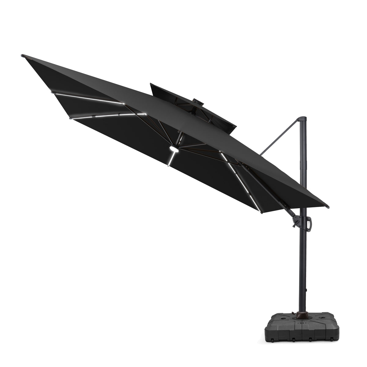 11 x 11 ft. Aluminum Double Top Cantilever Patio Umbrella with LED Strip Lights and Base Options
