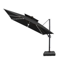 11 x 11 ft. Aluminum Double Top Cantilever Patio Umbrella with LED Strip Lights and Base Options