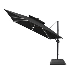 11 x 11 ft. Aluminum Double Top Cantilever Patio Umbrella with LED Strip Lights and Base Options