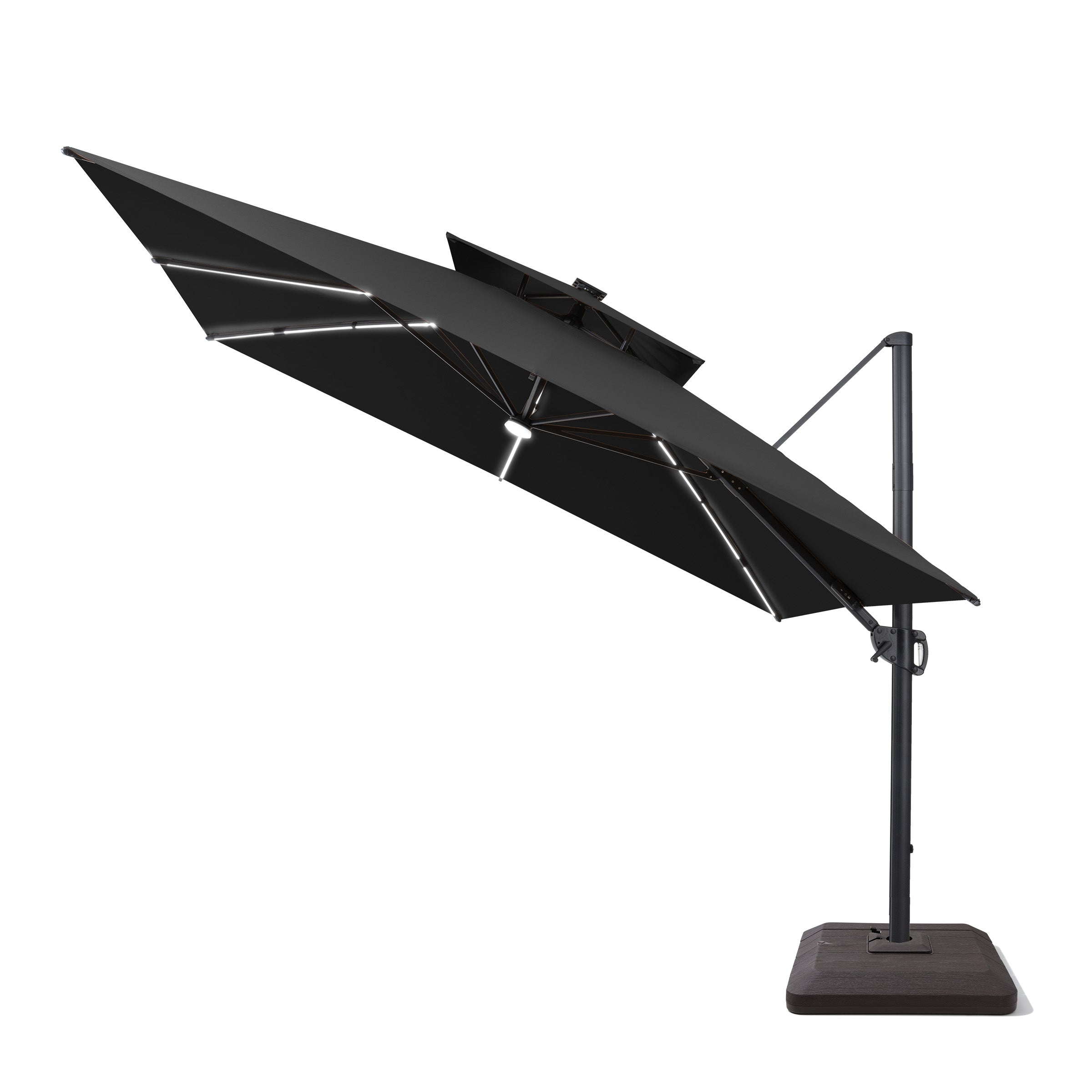 11x11 ft Aluminum Double Top LED Strip Cantilever Umbrella 11x11 ft Aluminum Double Top LED Strip Cantilever Umbrella