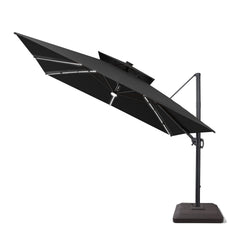 11 x 11 ft. Aluminum Double Top Cantilever Patio Umbrella with LED Strip Lights and Base Options