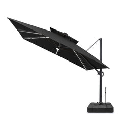 11 x 11 ft. Aluminum Double Top Cantilever Patio Umbrella with LED Strip Lights and Base Options