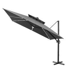 11 x 11 ft. Aluminum Double Top Cantilever Patio Umbrella with LED Strip Lights and Base Options
