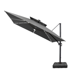 11 x 11 ft. Aluminum Double Top Cantilever Patio Umbrella with LED Strip Lights and Base Options