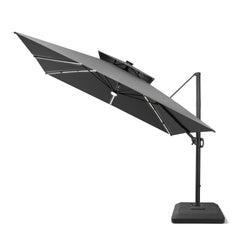 11 x 11 ft. Aluminum Double Top Cantilever Patio Umbrella with LED Strip Lights and Base Options
