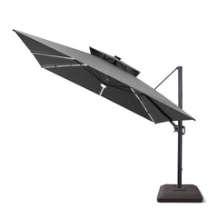 11 x 11 ft. Aluminum Double Top Cantilever Patio Umbrella with LED Strip Lights and Base Options
