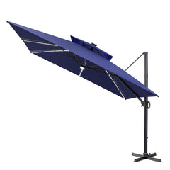 11 x 11 ft. Aluminum Double Top Cantilever Patio Umbrella with LED Strip Lights and Base Options